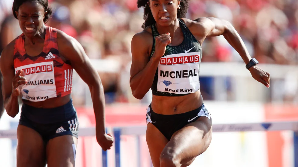 OS-guldmedaljören Brianna McNeal tävlade i Diamond League-galan på Stockholms stadion 2018. Arkivbild.