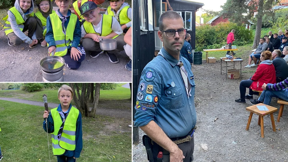 Malcom Borell och Ludvig Åberg, båda 9 år, har börjat på scouterna i Strängnäs där Christer Engström är verksamhetsansvarig.