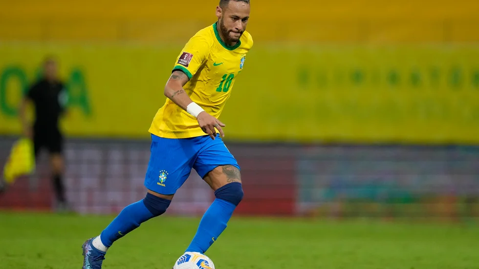Neymar i VM-kvalmatchen mot Peru. Arkivbild.