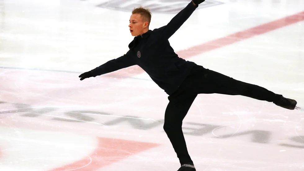 Nikolaj Majorov, Norrköpings Konståkningsklubb, under ett träningspass i Himmelstalundshallen.