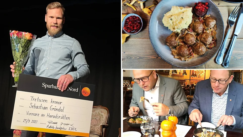 Sebastian Gröndal tog hem segern med sina älgköttbullar. Conny Johansson och Patrik Nilsson, Chaine de Rotisseurs, testade tävlingsbidragen.