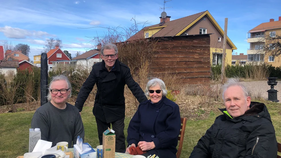 Fred Gatzen, Gunnar Andersson, Irene Karlsson och Tommy Johansson har engagerat sig i trafikfrågan på Skolgatan.