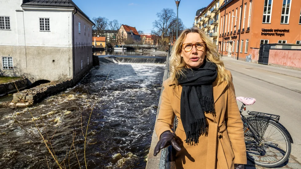 Charlotte Skott, VD på Destination Uppsala, hoppas att alla följer rekommendationerna på sista april, här vid Kvarnfallet där det inte blir någon forsränning.