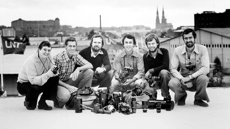 UNT:s bilder var bättre förr, skriver Niklas Rommel.  Bilden visar UNT:s fotoredaktion 1976: från vänster Gisela Klewitz, Bengt Backström, Dick Pettersson, Pelle Johansson, Jörgen Hagelqvist och Rolf Hamilton. 