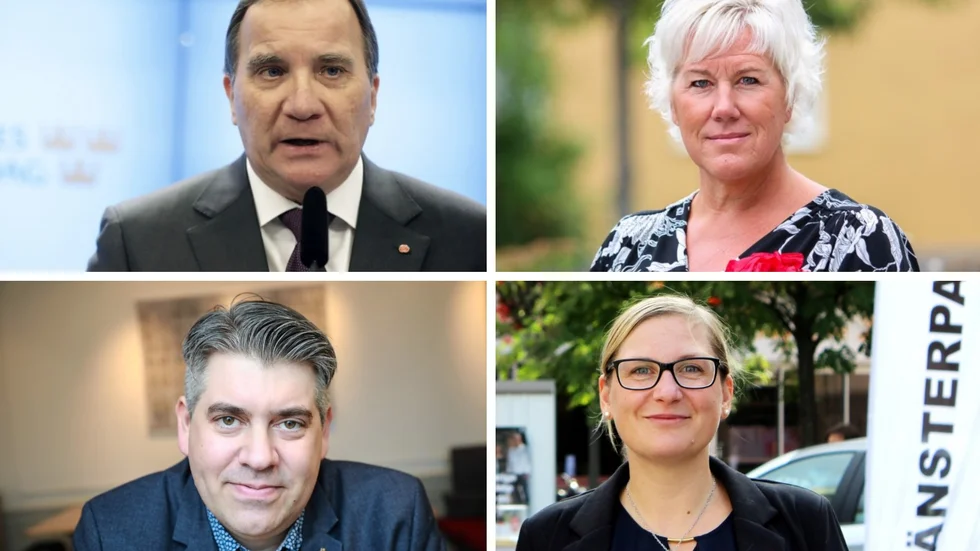  Stefan Löfvens regering kan fällas på måndag. Kristina Edlund (S), överst till höger, är kritisk mot det hon kallar en "ohelig allians", Niklas Borg (M), nederst till vänster stöttar sina partikolleger på riksplanet, liksom Jessica Eek (V), längst ned till höger.