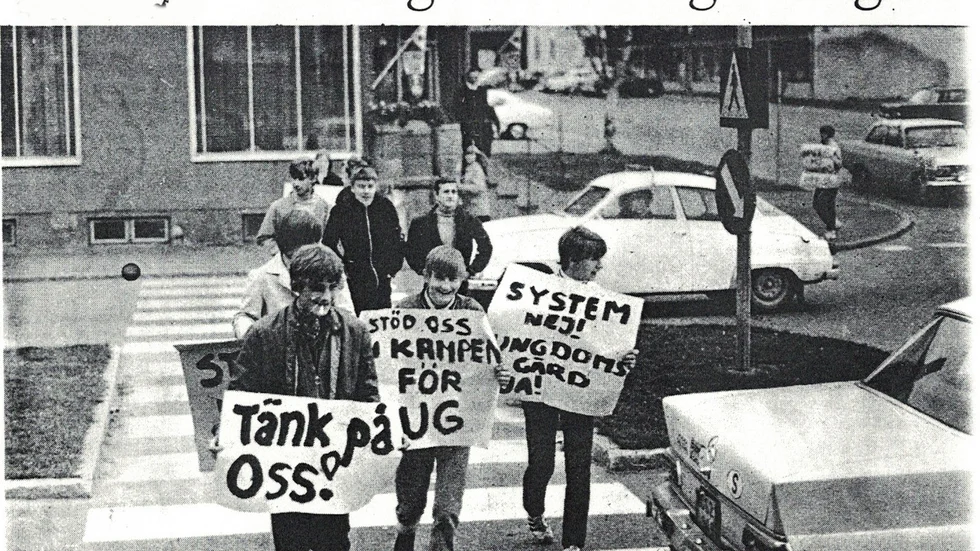 Så här såg det ut för drygt 50 år sedan då ungdomarna i Arvidsjaur demonstrerade mot ett systembolag men för en ungdomsgård.