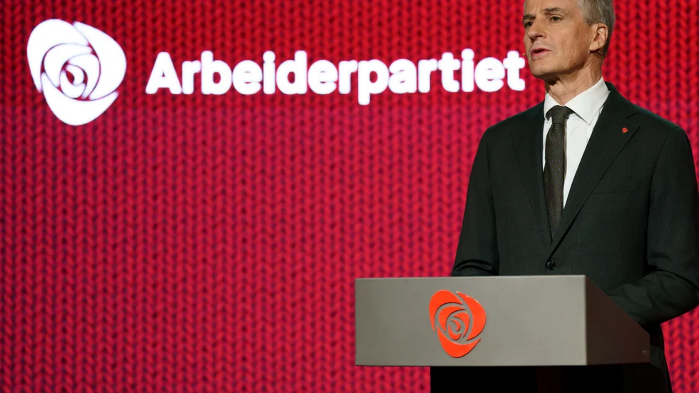 Arbeiderpartiets ledare Jonas Gahr Støre efter att partiets landsmöte på fredagen avvisat regeringens förslag till ny narkotikapolitik.