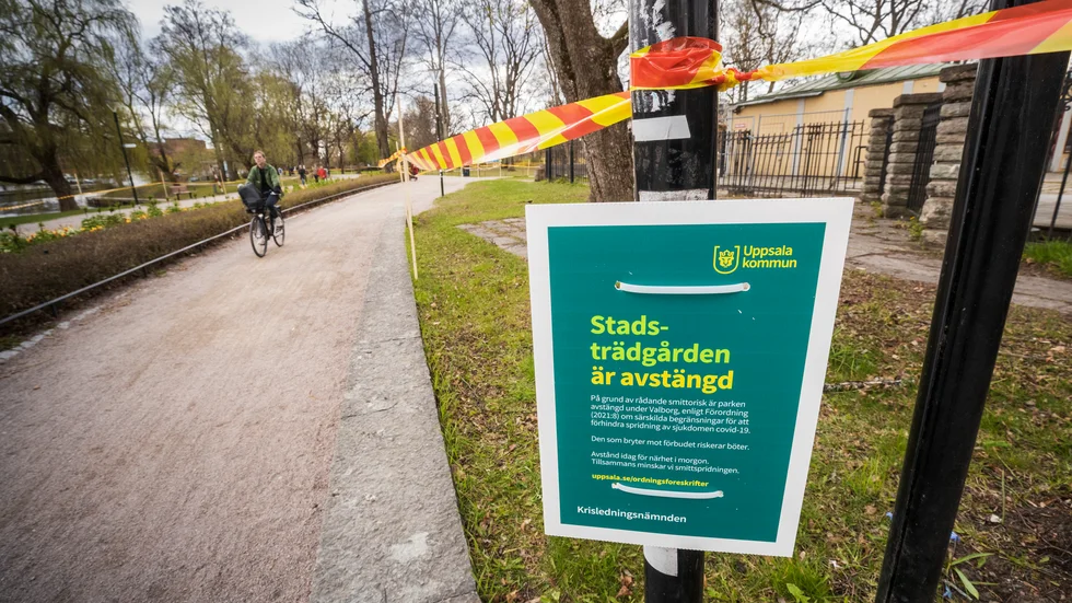 Avspärrade parker inför sista april, Stadsträdgården.