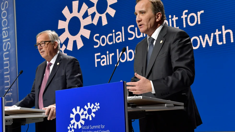 Statsminister Stefan Löfven (S) samlade till toppmöte om sociala frågor i Göteborg 2017, något som riskerar att få konsekvenser för den svenska modellen.