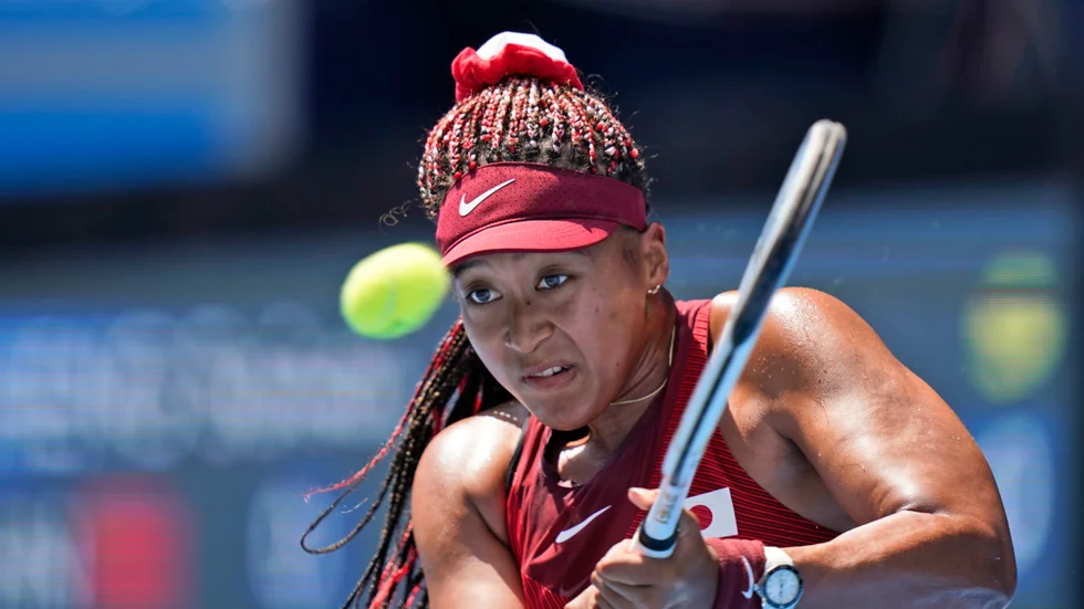 Naomi Osaka under söndagens match mot Kinas Zheng Saisai.