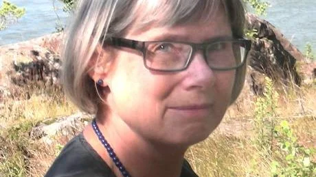 Kerstin Thornberg, Stockholm talar om Ship to Gaza i Källvik på söndag kväll. Foto: Privat