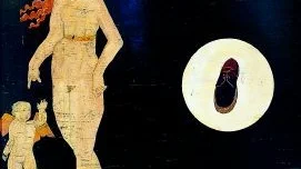 "Venus och Cupido med sko". Dick Bengtssons målning från 1970 bygger på Lucas Cranach den yngres original från cirka 1540. Foto: Moderna museet