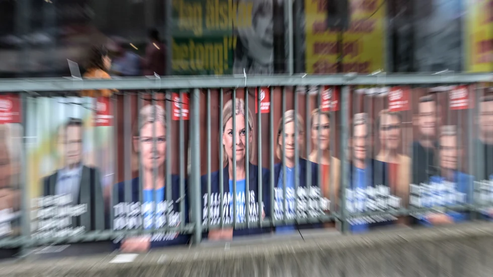 Valaffischer från Socialdemokraterna i centrala Stockholm.