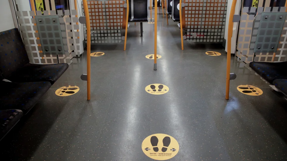 Passagerarna börjar sakteliga återvända till Oslos tunnelbana, men än råder många smittskyddsåtgärder. Arkivbild.