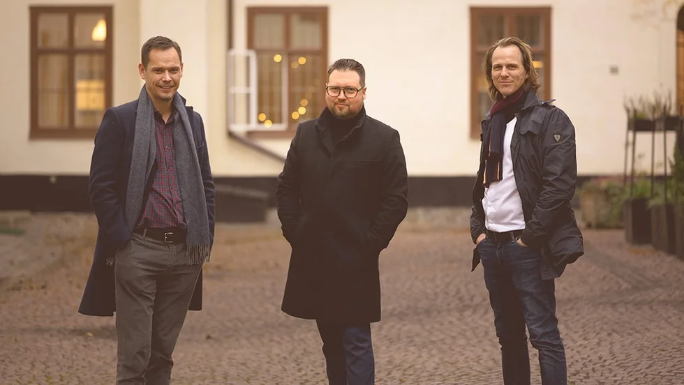 Grundarna Andreas Önstorp och Andreas Holmgren, tillsammans med Johan Frenckner, investeringsansvarig Tagehus holding.