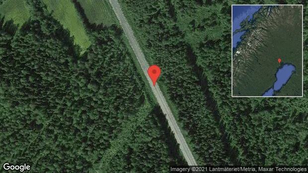 Stopp på väg 607 på grund av olycka med en personbil