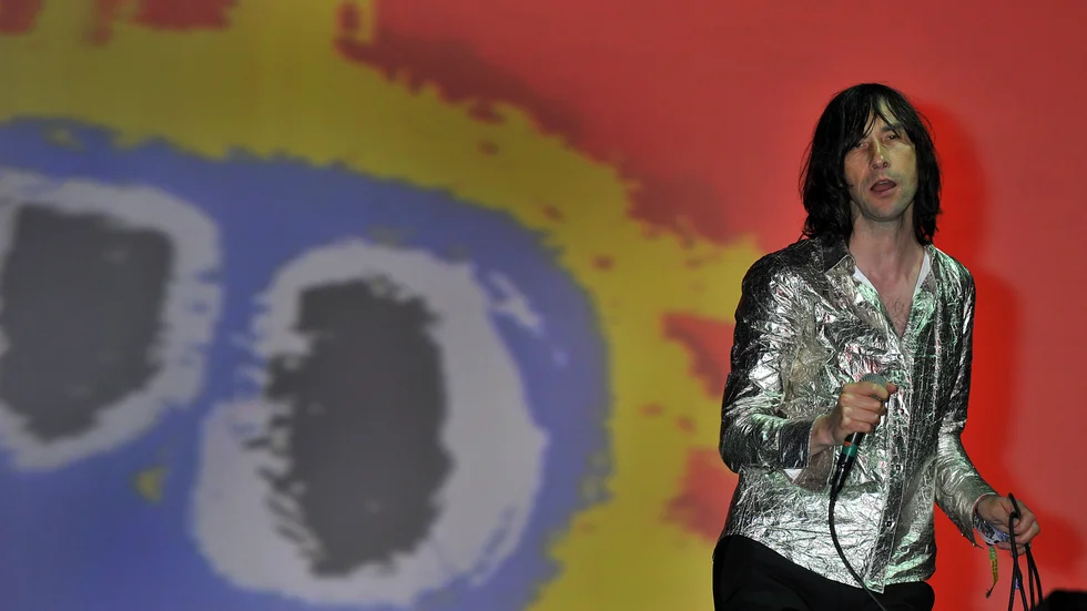 Bobby Gillespie, frontman i Primal Scream. Denise Johnson sjöng bland annat på bandets framgångsrika album "Screamadelica" från 1991. Arkivbild.