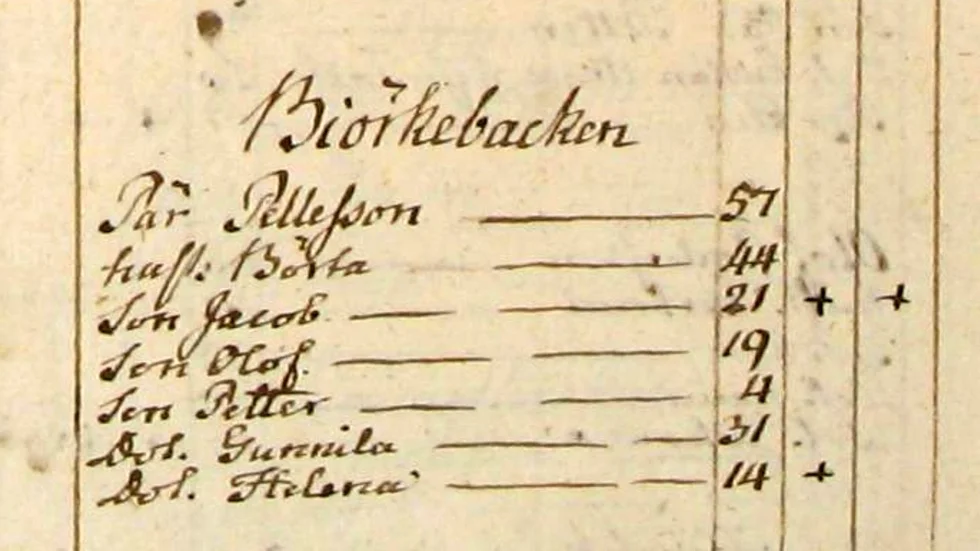 På gården Björkebacken i Fors socken bodde Per Pellesson med sin familj i slutet av 1700-talet, enligt husförhörslängden. Hans dotter Anna hade då redan flyttat hemifrån och gift sig. Hon är min farfars farmors farmor och en av flera Anna Persdotter i mitt släktträd.