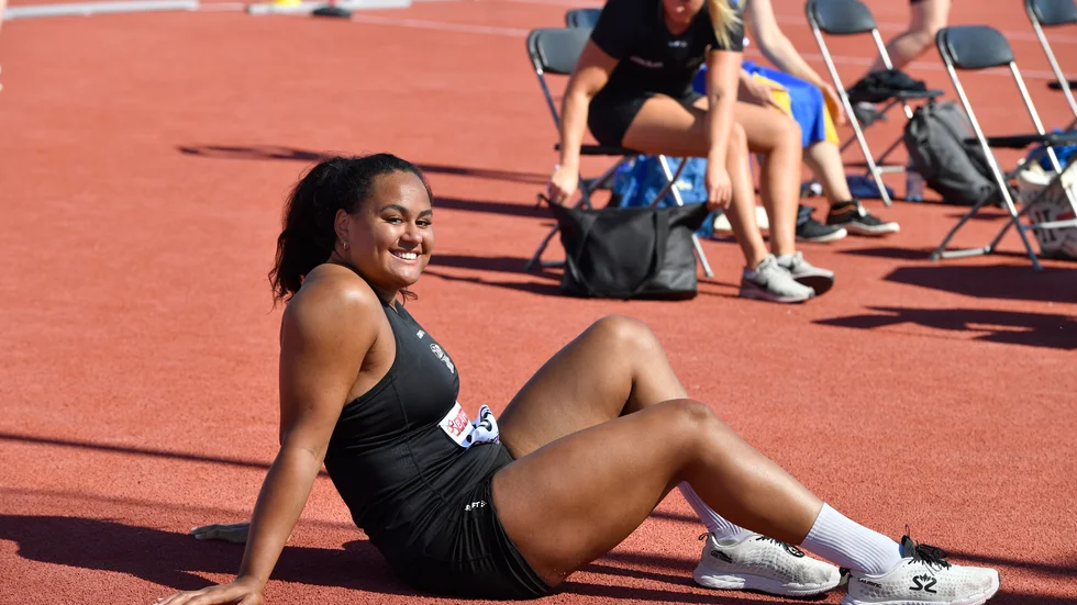 Vanessa Kamga, Upsala IF, slog till med karriärens näst bästa kast i Norrköping. Arkivbild.