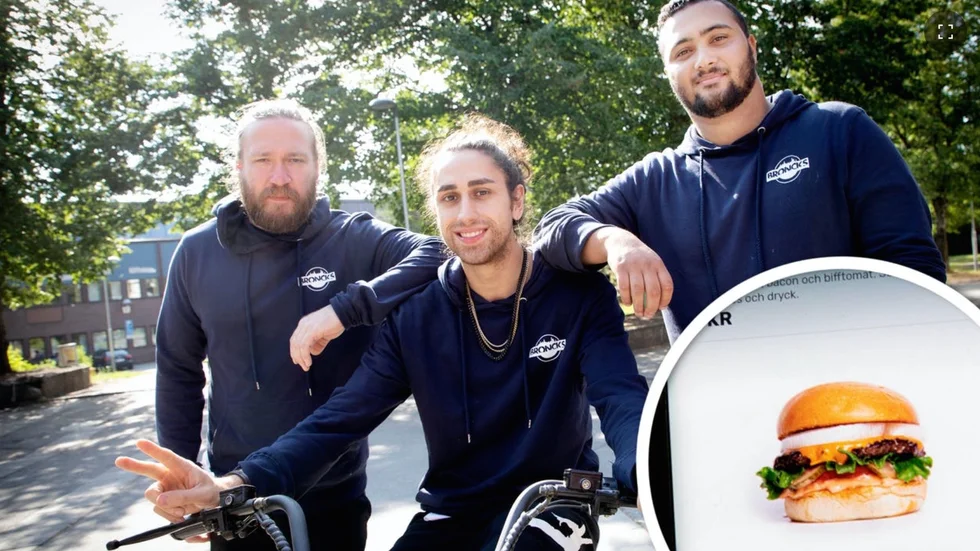 Oskar Wirén Tjärner, Saba Abbasgholizadeh och Jonathan Elgh är tre av delägarna i den nystartade restaurangsatsningen i Umeå. Utkörningen av mat i närområdet gör de med en eldriven fatbike.