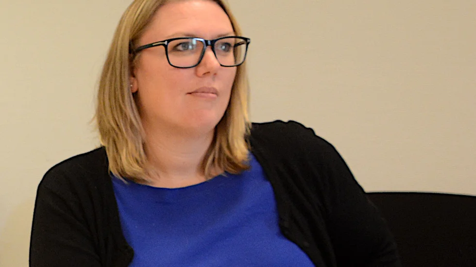 Kommunstyrelsens vice ordförande Marie Nicholson (M) lyfter blicken och siktar på en plats i riksdagen efter valet om mindre än ett år.