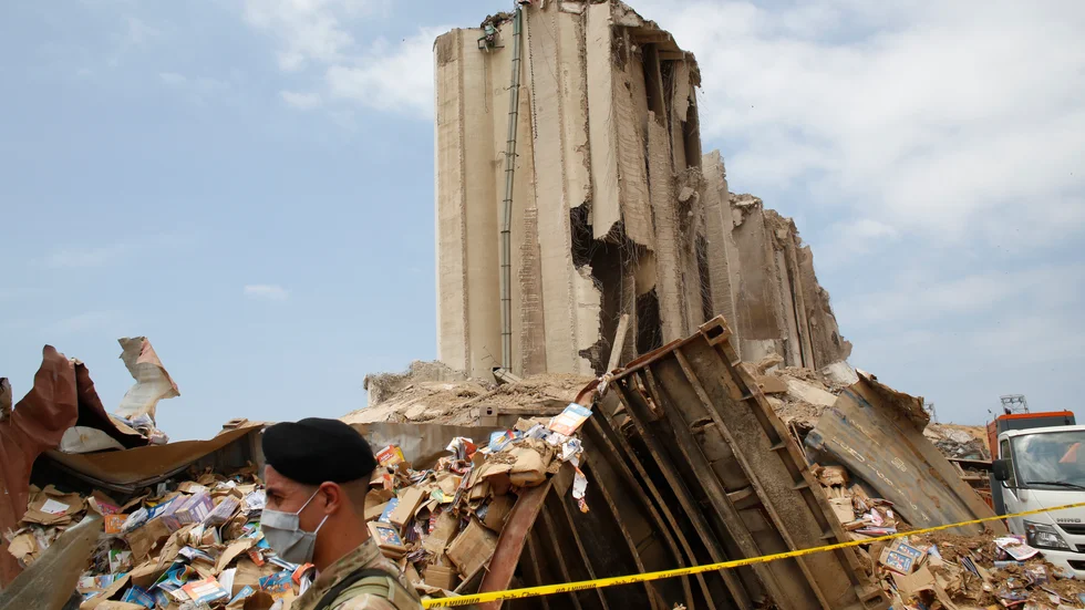 Rasmassor efter den explosion som inträffade i tisdags i Libanons huvudstad, Beirut.