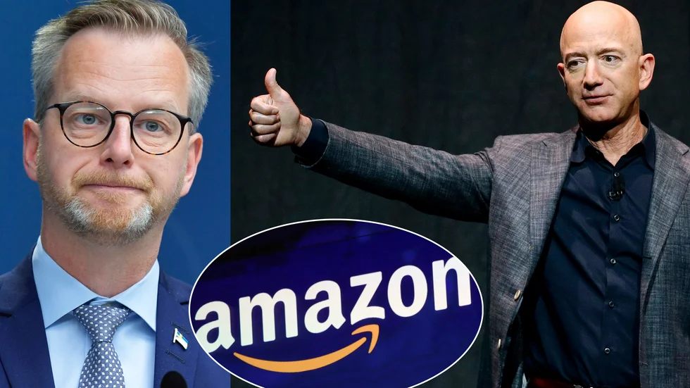 Mikael Damberg (S) och Amazons grundare Jeff Bezos. Enligt Aftonbladet tilläts företaget ändra i citat från Damberg som användes i marknadsföring för företagets serverhallar i Eskilstuna.