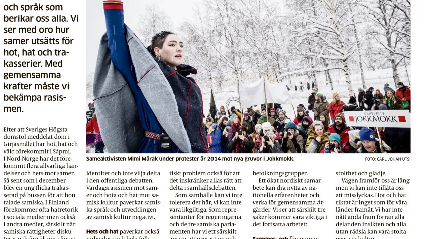 Debattartikel i NSD, undertecknad av bland andra kultur- och demokratiminister Amanda Lind.