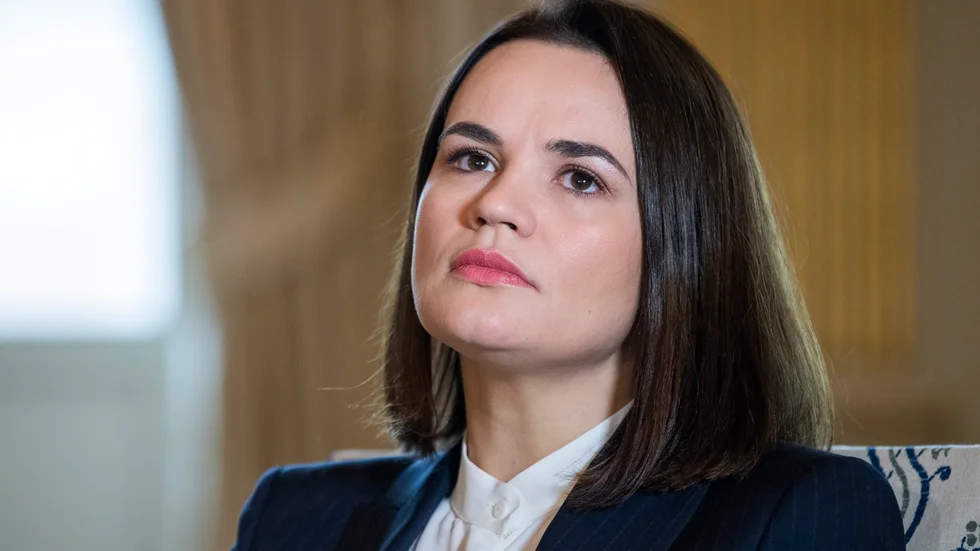 Den belarusiska oppositionsledaren Svetlana Tichanovskaja är på besök i Sverige. "Det belarusiska folket vill inte fortsätta att leva som slavar som de har gjort under de senaste 26 åren" säger hon till TT.