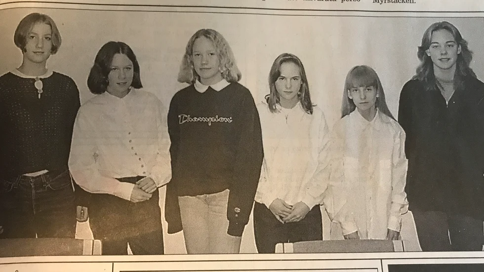Vingåkers ryttarförenings luciakandidater 1995.