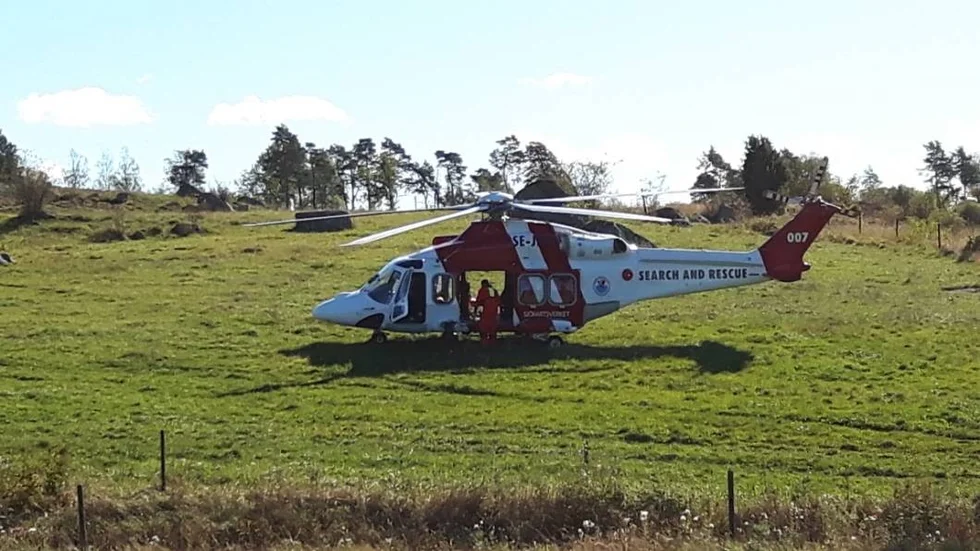 Helikopter vid Uppsala Näs på fredagen.
