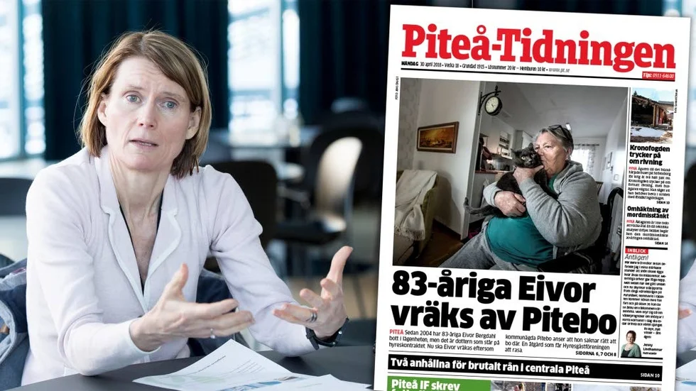 Maria Sanström, vd vid Pitebo, ger Ann-Christine Esberg svar direkt om vräkningen av Eivor Bergdahl. (Arkivbild)