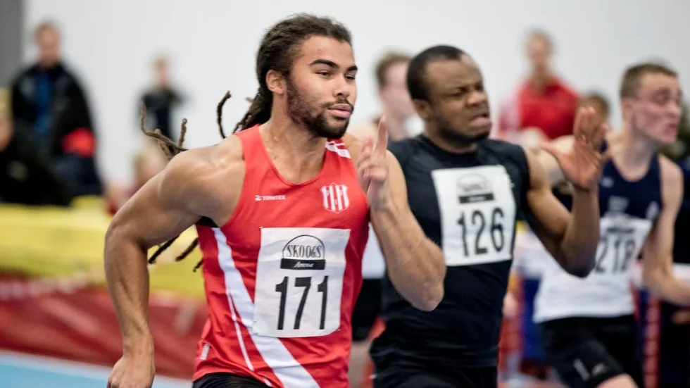 Friidrottaren Jean-Christian Zirignon, Piteå IF, är en av många som tävlar i Skoogs Arena i helgen. (Arkivbild)