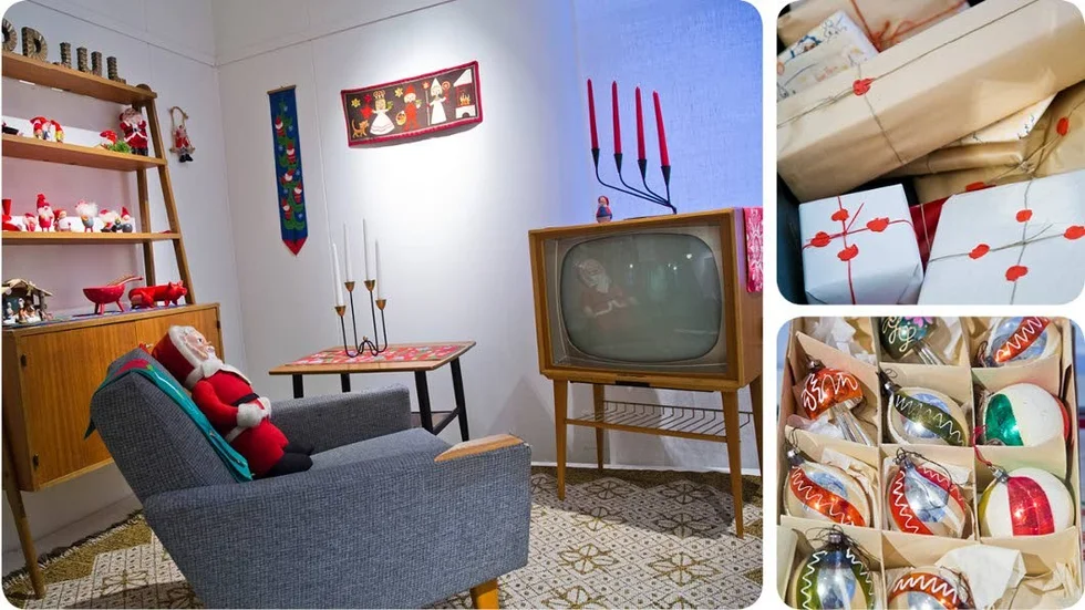 Julutställningen på Piteå Museum bjuder bland annat på ett julpyntat vardagsrum i 60-talsstil. Tv:n var tjock och bodde i ett skåp. Fjärkontrollen var fortfarande inte uppfunnen, för att ändra ljudet fick man gå fram och ratta på sidan av skåpet. 1960 trängdes man framför tv:n för att titta på den första julkalendern som sändes i SVT, Titteliture.