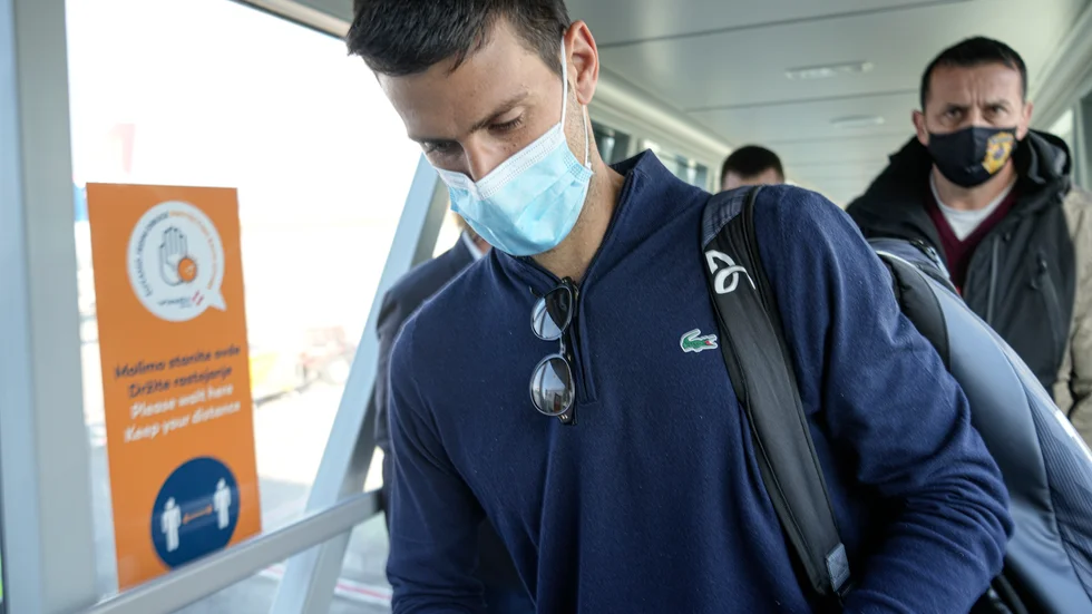 Novak Djokovic i Belgrad i januari förra året. Den serbiske tennisspelaren nekades visum i Australien inför Australian Open senast då han inte har vaccinerat sig mot covid-19, vilket gjorde att han tvingades lämna landet. Arkivbild.