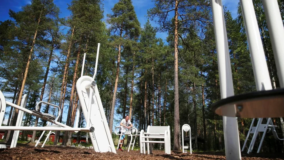Bild från utomhusgymmet på Ormberget i Luleå.