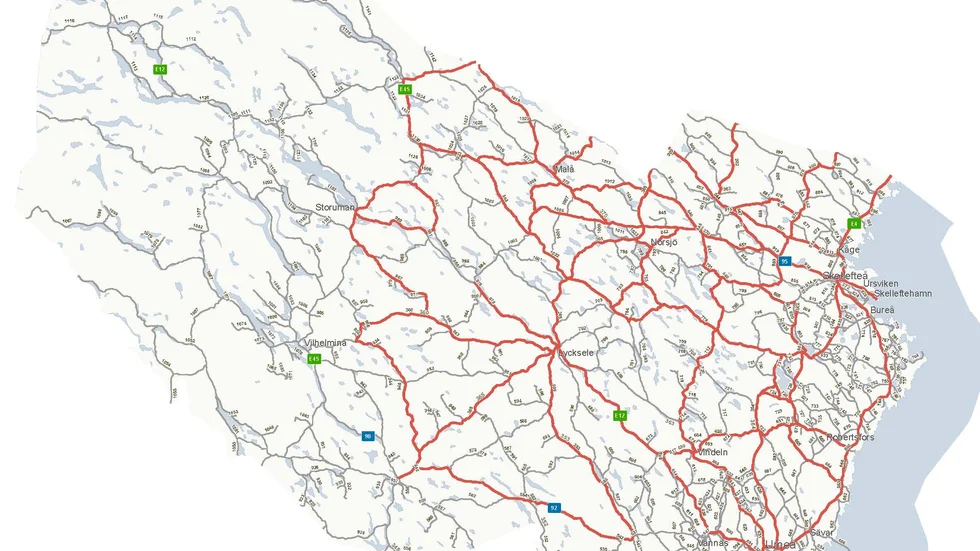 Här är vägarna i Västerbotten som först bör få klartecken för 74-tons bilar, enligt Trafikverket.