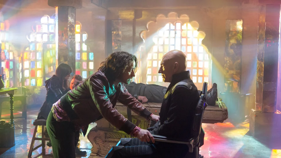 This image released by 20th Century Fox shows James McAvoy, left, and Patrick Stewart in "X-Men: Days of Future Past." (AP Photo/20th Century Fox, Alan Markfield)
