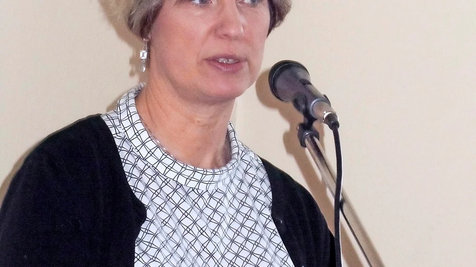 Anförande. Maria Sandström talade bland annat om sina hjärtefrågor landsbygd och företagande Foto: Tore Gabrielsson.