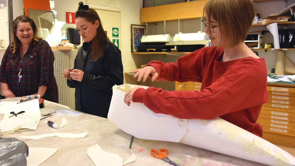 Ellinor Andersson, Lotta Lampa och Natalie Korica. "När vi behöver tänka nytt upptäcker vi nya saker" säger Ellinor Andersson apropå utmaningen att jobba stort.