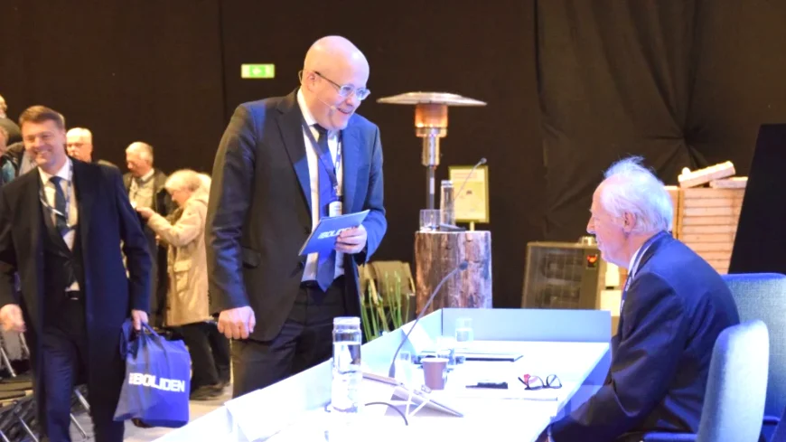 Bolidens årsstämma hålls på Sara Kulturhus i slutet av april. Här en bild från stämman i Boliden 2019 med vd Mikael Staffas och styrelseordförande Anders Ullberg.