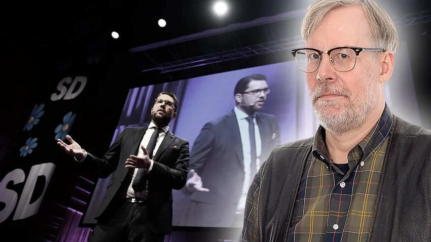 Öppen rasism. Det värsta jag hört i sådana här sammanhang, sa partiledaren Jimmie Åkesson om Martin Strids uttalande om att muslimer inte fullt ut är människor. Foto: Vilhelm Stokstad/TT