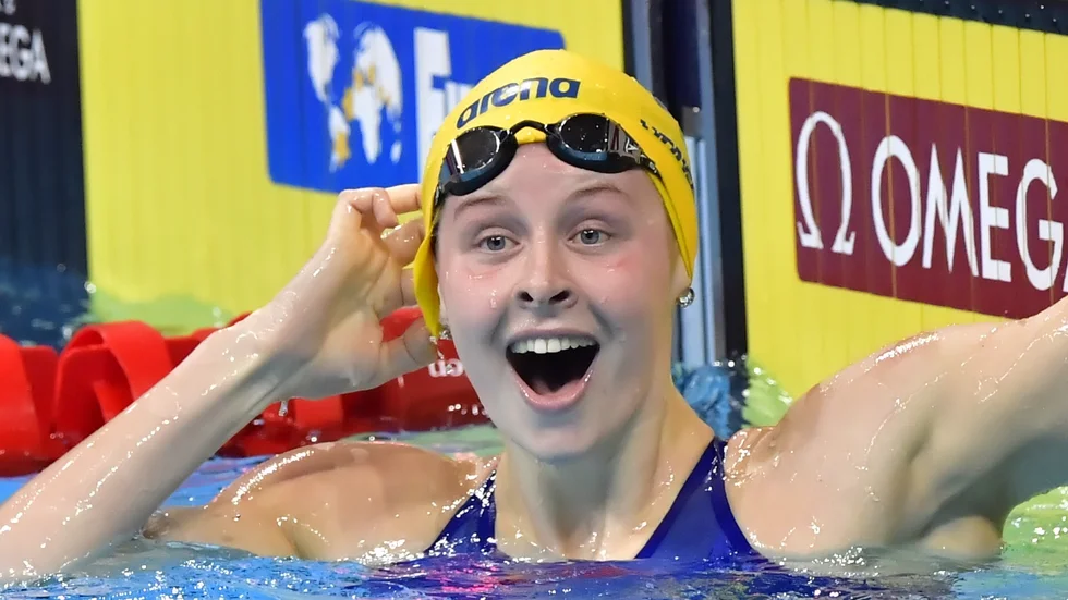 Sophie Hansson efter silverloppet i Abu Dhabi.