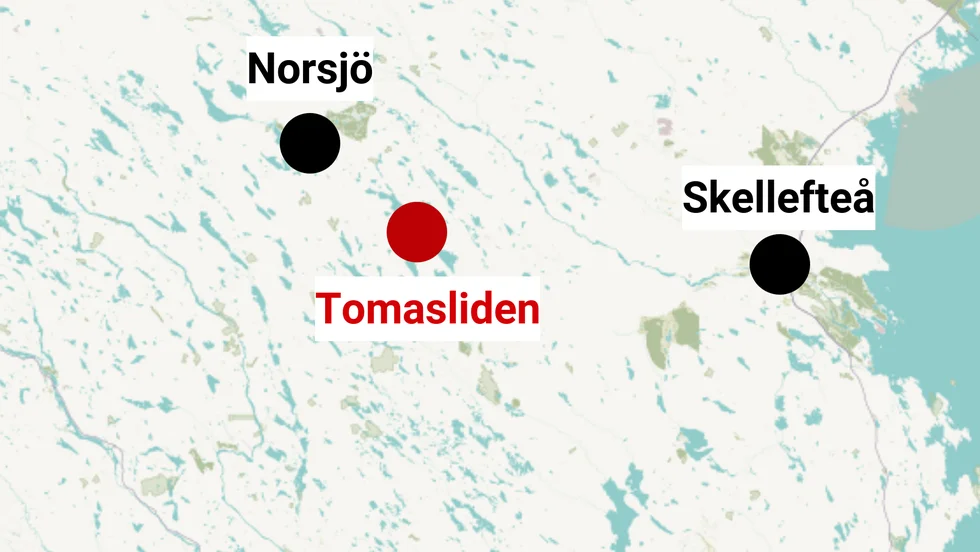 Den röda pricken visar området där företaget Wpd planerar att bygga en vindkraftspark.