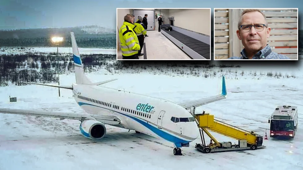 Till april ska nya utrikesterminalen på Pajalas flygplats  vara färdig, enligt näringslivsstrateg Erik Mella. I veckan provkördes bagagebandet.
