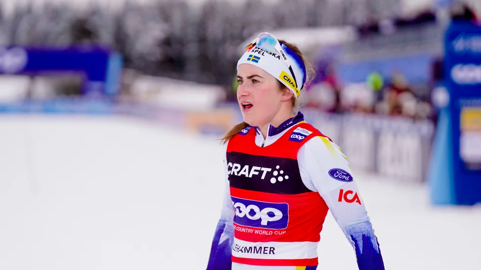 Ebba Andersson strax innan hon testade positivt för covid-19. Arkivbild.