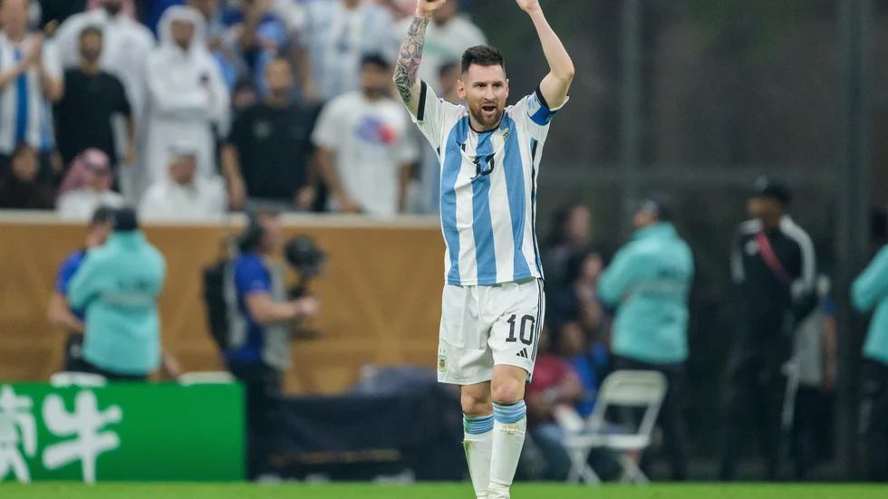 Lionel Messi jublar i VM-finalen.