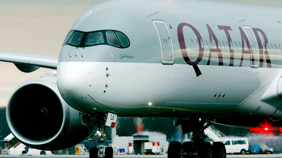 Ett flygplan från Qatar Airways i Frankfurt. Arkivfoto.