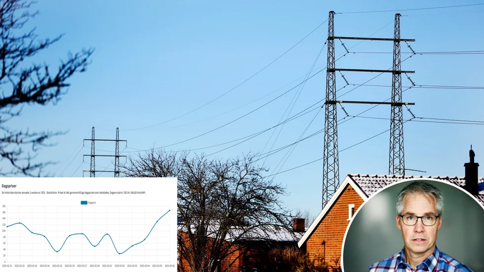 "Det är troligt att vi har spotpriser på över en krona per kilowattimme, åtminstone fram till fredag denna vecka", säger Anders Gradin, krafthandelschef på Eskilstuna Strängnäs energi och miljö. Priset är innan elbolagens påslag och skatter.
