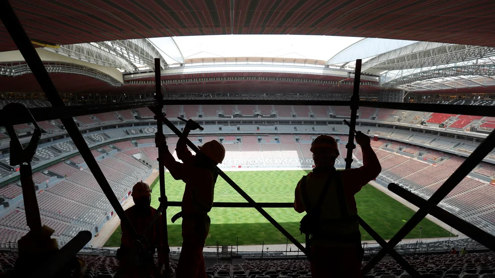 Al Bayt Stadium, arenan där VM:s öppningsmatch spelas. Arkivbild.
